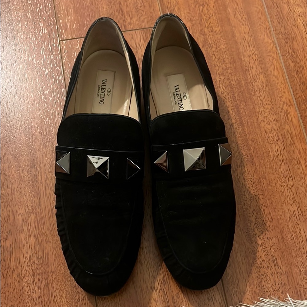 Valentino women’s Black Loafers with Silver studs